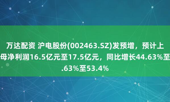 万达配资 沪电股份(002463.SZ)发预增，预计上半年归母净利润16.5亿元至17.5亿元，同比增长44.63%至53.4%